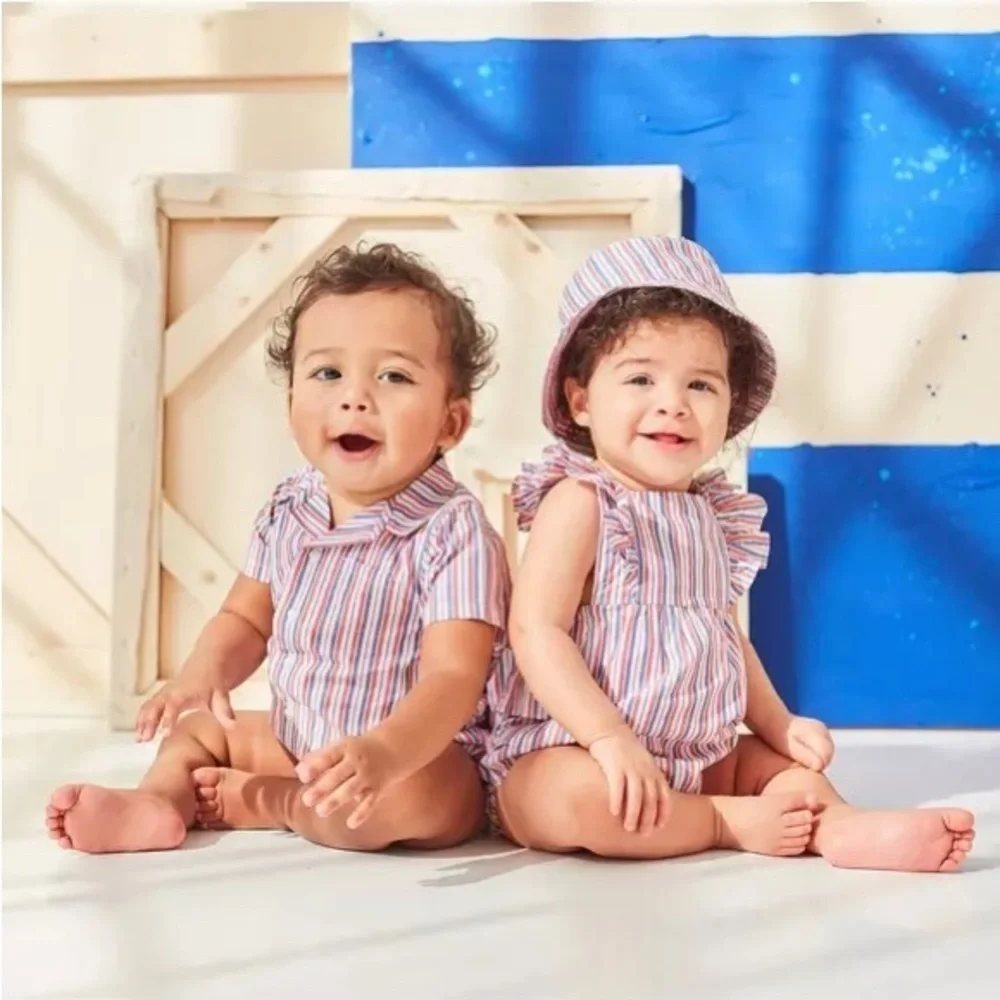 NWT Janie and Jack Baby Striped Bucket Hat red, white and blue 0-3 months